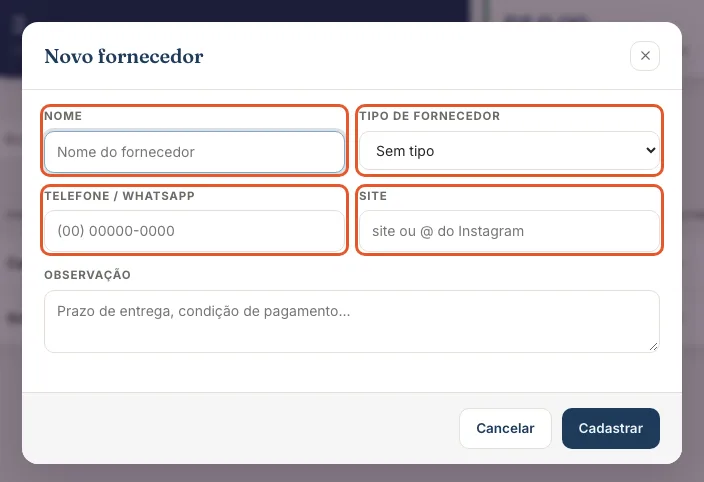 Print do Atteliq mostrando: Preencha os dados