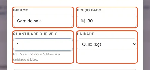 Print do Atteliq mostrando: Preencha o que comprou