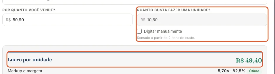 Print do Atteliq mostrando: Veja o lucro aparecer