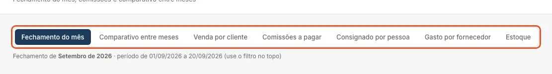 Print do Atteliq mostrando: Escolha o relatório nas abas